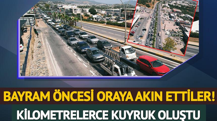 Bodrum'da bayram başlamadan trafik başladı! Kilometrelerce araç uzun kuyruklar oluşturdu, trafik durma noktasına geldi