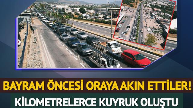 Bodrum'da bayram başlamadan trafik başladı! Kilometrelerce araç uzun kuyruklar oluşturdu, trafik durma noktasına geldi