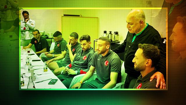 Portekiz maçı öncesi dikkat çeken fotoğraf! TFF Başkanı Mehmet Büyükekşi 'moral' için geldi ama bir tek Hakan Çalhanoğlu gülüyordu