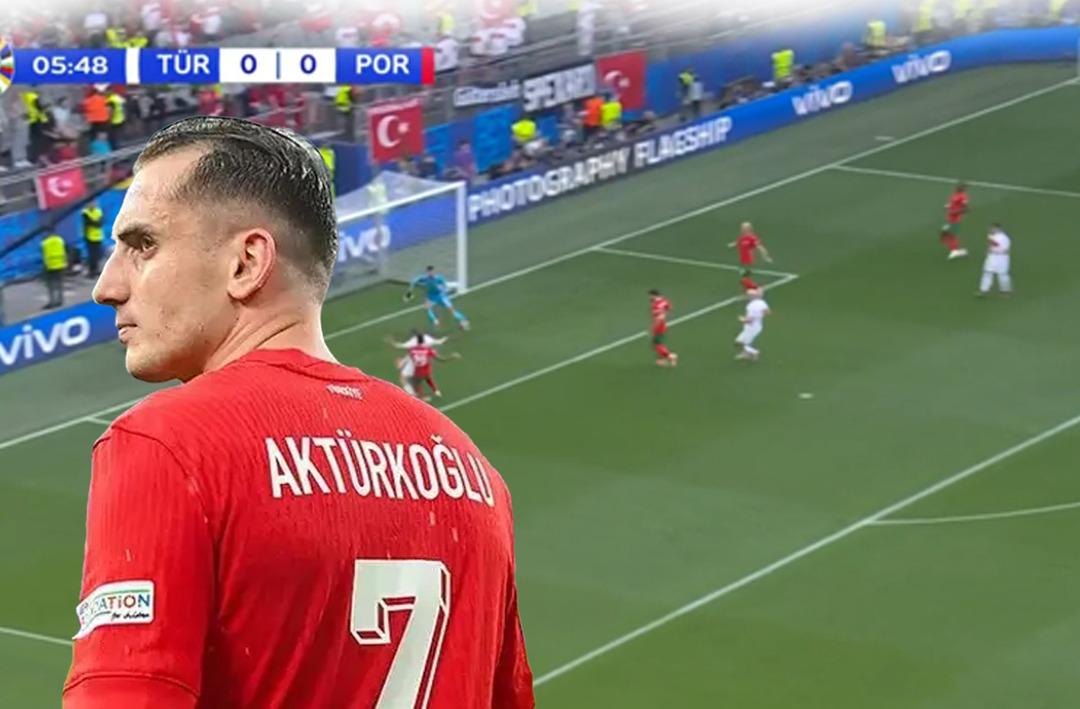 T&uuml;rkiye - Portekiz ma&ccedil;ının başında sa&ccedil; baş yoldurtan pozisyon! Kerem Akt&uuml;rkoğlu ceza sahası i&ccedil;inde yerde kaldı...