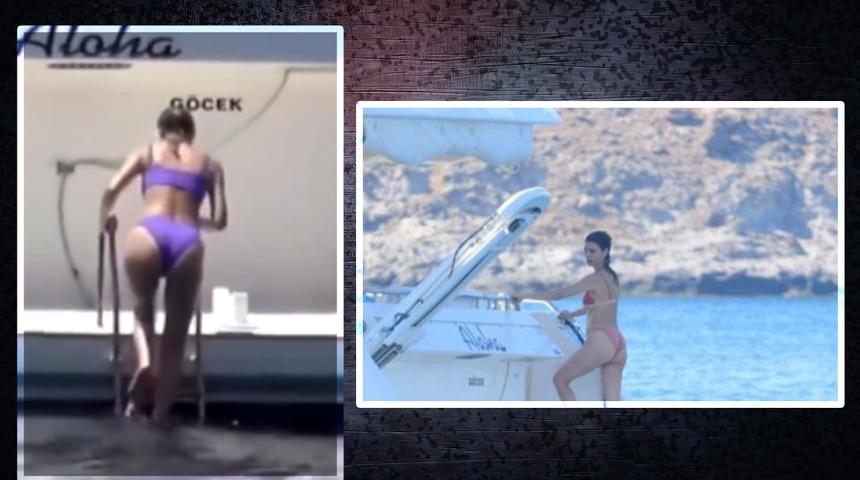 Beren Saat'i tekne tatilinde görüntülediler! Muhabirin "Ben bu Beren’i yerim" sözleri büyük tepki çekti