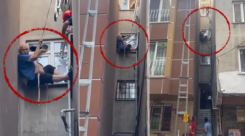 Yer: Kağıthane! Metrelerce yüksekte ayağı kaydı: Tuttuğu o ip hayata bağladı