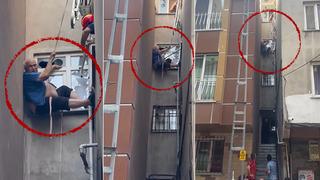Yer: Kağıthane! Metrelerce yüksekte ayağı kaydı: Tuttuğu o ip hayata bağladı