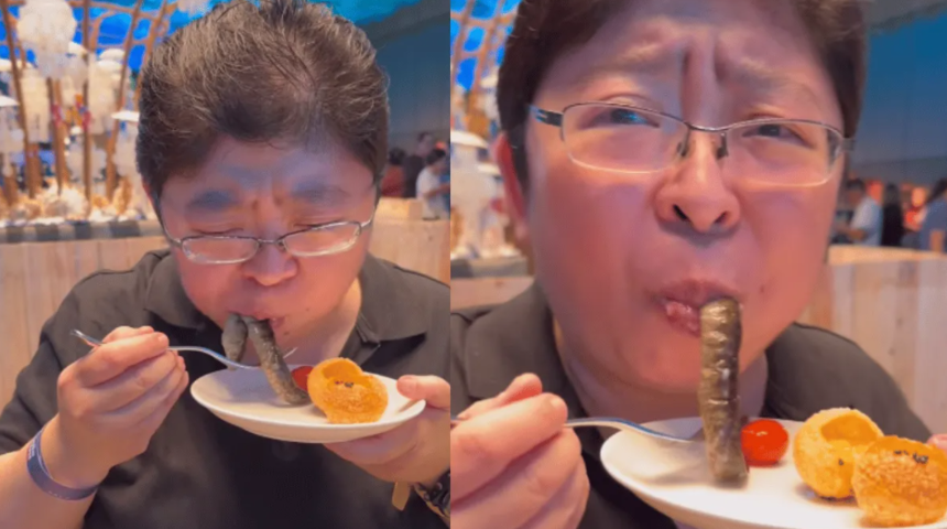 Mide bulandıran görüntüler! Canlı yılan balığını afiyetle yedi... Sosyal medyadan yorumlar peşi sıra geldi: "Her şeyi yiyorlar"