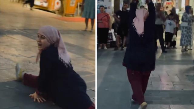 Yer: Denizli! Sokak müzisyenlerine dansıyla eşlik edince sosyal medyada çok konuşuldu... Abla napıyon ya?