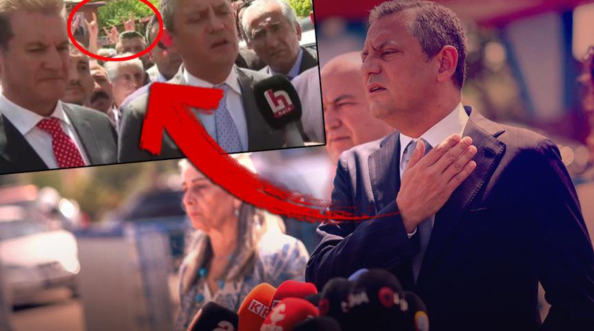 Özgür Özel konuşurken... Dikkat çeken 'bozkurt' detayı! Kameralara yansıdı