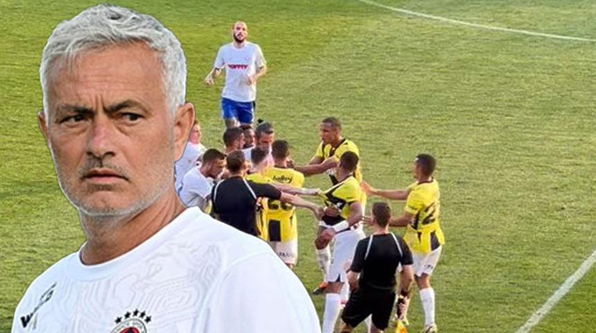 Fenerbahçe'nin dostluk maçında kavga çıktı! Tribünden sahaya inen Oosterwolde'yi Mourinho sakinleştirdi