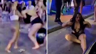 Kadınların erkek kavgası kameralara böyle yansıdı! Girit sokakları boks ringine döndü... Tekme tokatlı kavgayı kimse ayıramadı