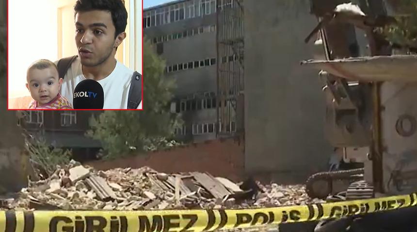 Dikkatsiz kepçe operatörü sağlam binayı yıktı! Besra Lina bebek 25 dakikayla kurtuldu