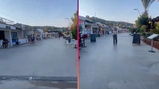 Ünlü tatil beldesi Bodrum'un  sokakları bomboş kaldı! O anları cep telefonuyla kaydetti... Şimdi esnaf düşünsün