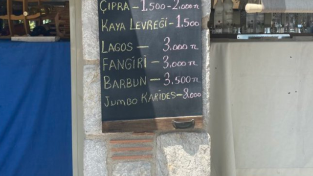 Datça'da bir restorandaki menü fiyatları sosyal medyada gündem oldu