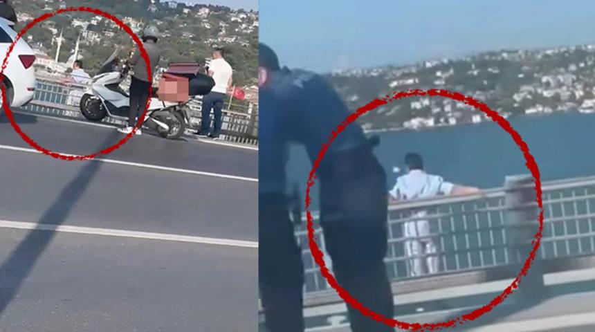 15 Temmuz Şehitler Köprüsü'nde hareketli dakikalar! Köprüden atlamak isteyince...