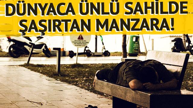 Konyaaltı Sahili'nde şaşırtan manzara: Açık hava oteline döndü! Nedeni ise...
