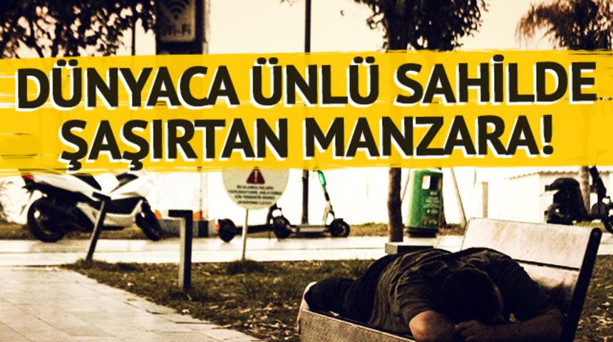 Konyaaltı Sahili'nde şaşırtan manzara: Açık hava oteline döndü! Nedeni ise...