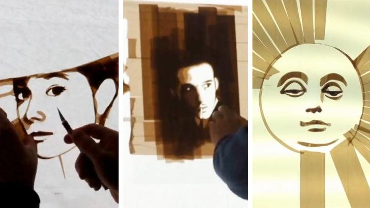 Koli bandıyla tablo yapan adam