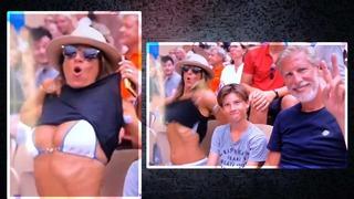 Olimpiyatlarda şaşırtan anlar... Kocası ve çocuğu yanındaydı! Kameraları görünce bir anda tişörtünü kaldırdı