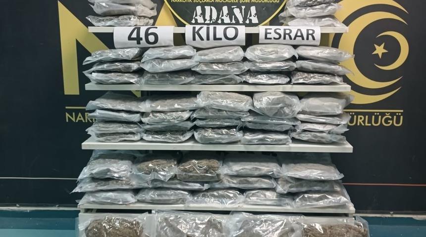 Adana'da durdurulan tırda 46 kilogram esrar ele geçirildi