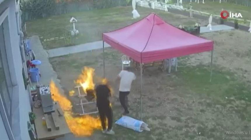 Mangal sefasında kahreden ölüm! Bir anda üzerine sıçrayınca...