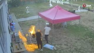 Mangal sefasında kahreden ölüm! Bir anda üzerine sıçrayınca...