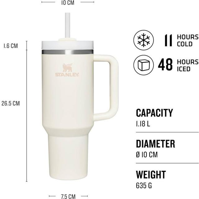 Stanley Quencher Pipetli Termos Bardak 1.18 lt, Buz Beyazı