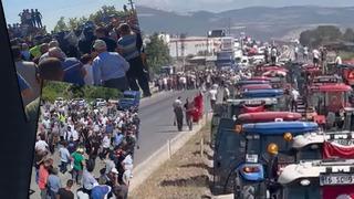 Domates üreticilerinden eylem! Çiftçiler traktörleriyle Bursa-İzmir yolunu trafiğe kapattı