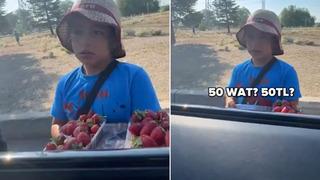 Çilek satan küçük çocuğa 50 TL yerine 1.832 TL ödedi!  O anlar sosyal medyada gündem oldu... Abi bu fazla