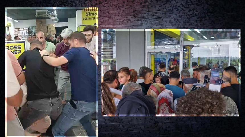 Markette indirim izdihamı! Akın ettiler... Tekmeli yumruklu kavga çıktı