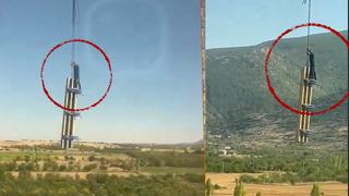 Yürekleri ağza getirdi! İnşaat çalışmasında ‘İş güvenliği’ hatırlatan hareket