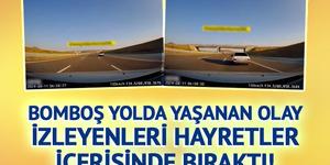 Bomboş yolda yaşanan olay izleyenleri hayretler i&ccedil;erisinde bıraktı!