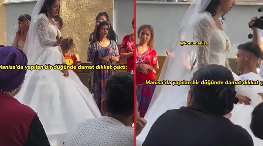 Sosyal medyadan paylaşılan bir düğün kullanıcıların ilgisini çekti! Damadı ilk bakışta kimse fark etmedi... "Yataktan kalkıp gelmiş"