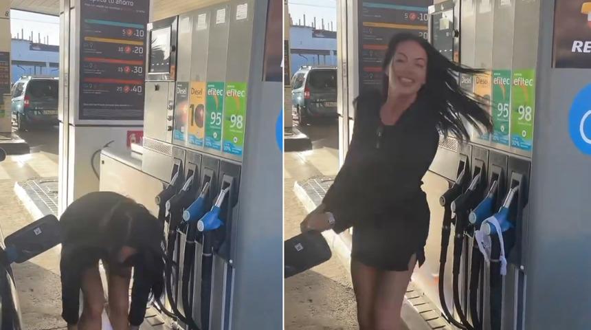 Sosyal medya o anları konuşuyor! Benzinlikte iç çamaşırını çıkartıp pompanın üzerine koydu... Tepkilerin odağına yerleşti