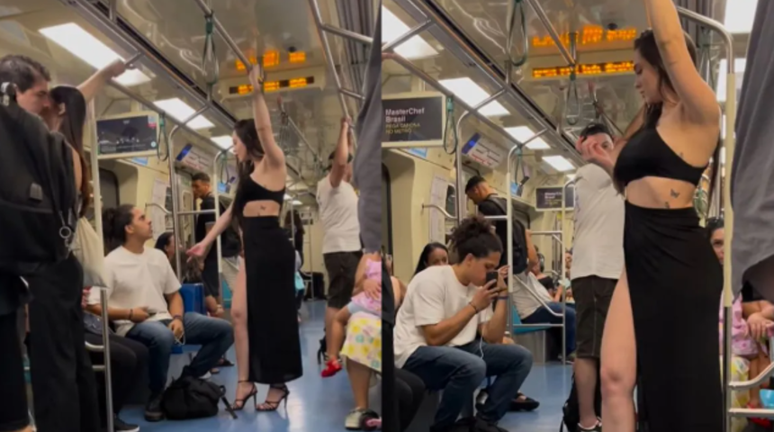 Metroda gizlice kendisini videoya çeken adama sert tepki gösterdi! O anlar sosyal medyada gündem yarattı... "Bu resmen taciz"