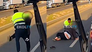 Bulgaristan sınırı karıştı: Türk şoförler arasındaki tekme tokat kavga kamerada!