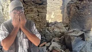 Manisa'da çıkan yangında evi yanan çiftçi o anları gözyaşlarıyla anlattı: Sadece bir kedimiz kurtuldu