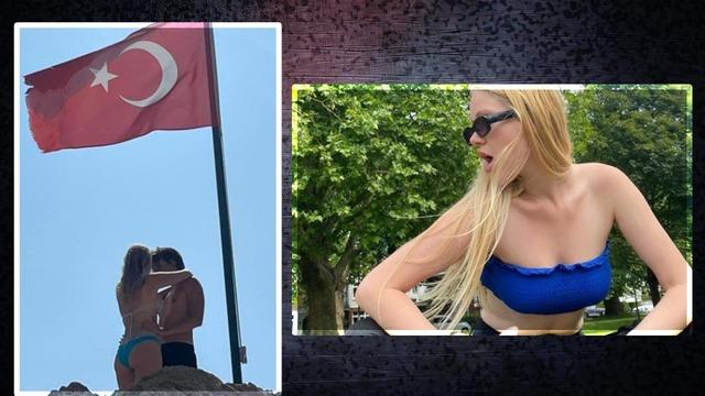 Serel Yereli sevgilisiyle Türk bayrağının altında dudak dudağa! O kareler tepki çekti 