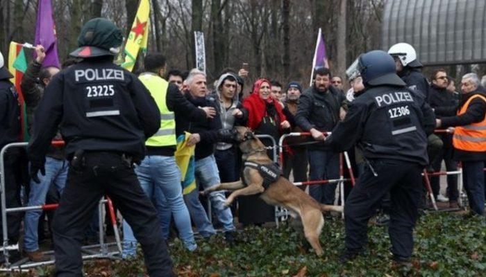 Berlin'de terör örgütü PYD/PKK yandaşlarına polis müdahalesi