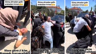 Böyle adet ne görüldü ne de duyuldu! Gelin almak için gelen kayınvalide ve kayınpeder güreş yaptı... Rezillik ya