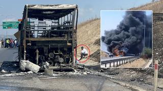 Yolcu otobüsü bir anda alev alıp küle döndü! 41 yolcu tahliye edildi... Otoyolda can pazarı