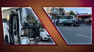 İstanbul'da akılalmaz anlar! Çarpa çarpa ilerledi, ancak kaldırım durdurabildi