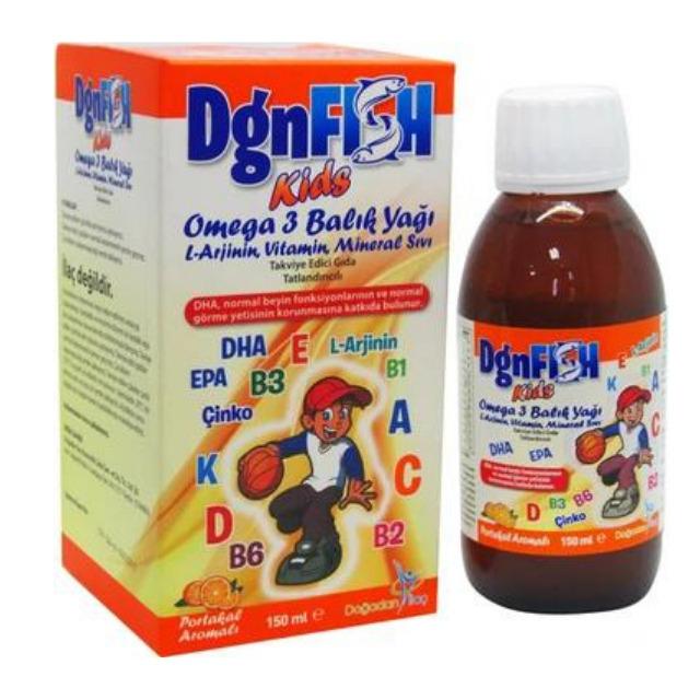 DGN Fish Kids Portakal Aromalı Omega 3 Balık Yağı Multivitamin Mineral Şurubu