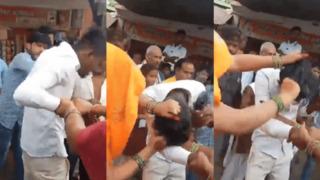 Tacizci adama meydanda terlikle dayak! Reşit olmayan kızı rahatsız ettiği iddia edildi: Kimse ayıramadı