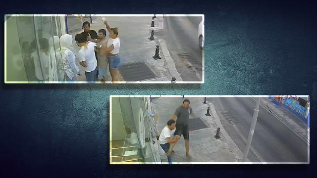 Kuaför ile baklavacının kahveli ve uçan tekmeli kavgası! Yer: Bodrum! O anlar kamerada... Kız çocuğunun yüzüne de geldi, yanık oluştu