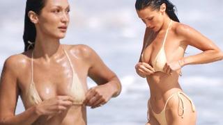 Bella Hadid Malibu tatilinde görüntülendi! Bikinisini kontrol etmekte zorlandı