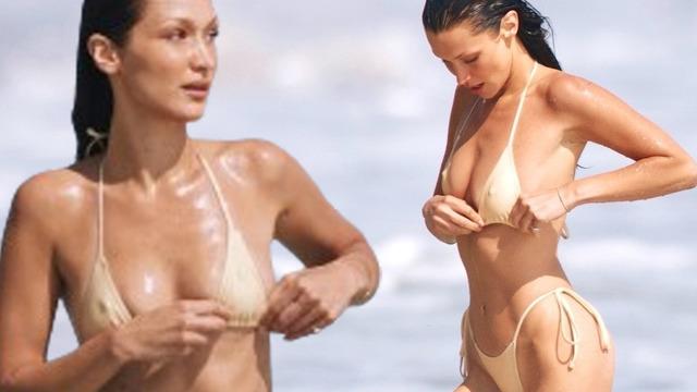 Bella Hadid Malibu tatilinde görüntülendi! Bikinisini kontrol etmekte zorlandı