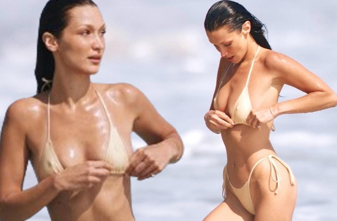 Bella Hadid Malibu tatilinde g&ouml;r&uuml;nt&uuml;lendi! Bikinisini kontrol etmekte zorlandı