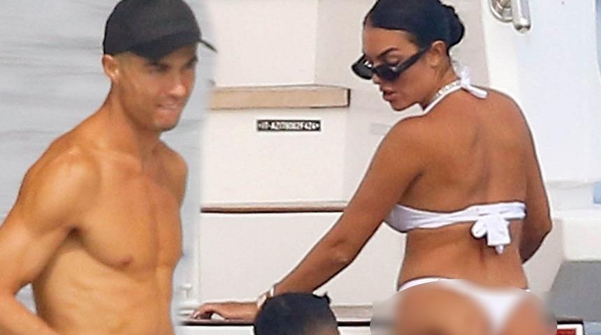 Ronaldo sevgilisi Georgina Rodriguez'in o haline dayanamadı! Tekne tatilinde keyif