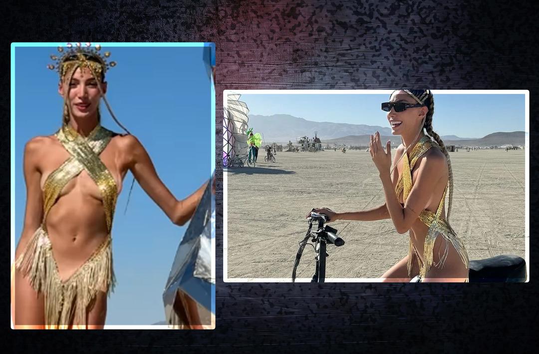 Şevval Şahin'in Burning Man tarzı ağızları a&ccedil;ık bıraktı! Bisiklete bindiği anlar olay oldu: Giyinmek yasak mı?