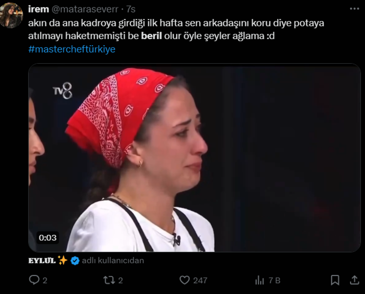 MasterChef'te Beril potada! Ağlayınca sosyal medya yıkıldı: Ağlayacaksan oynama... G5