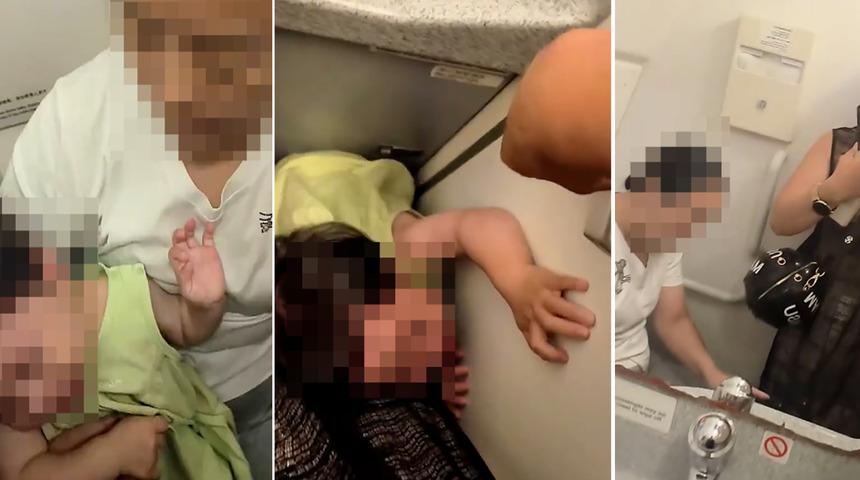 Uçuş boyunca ağlayan çocuğa yolculardan inanılmaz ceza! Büyükannesinden izin aldı, uçağın tuvaletine kilitledi