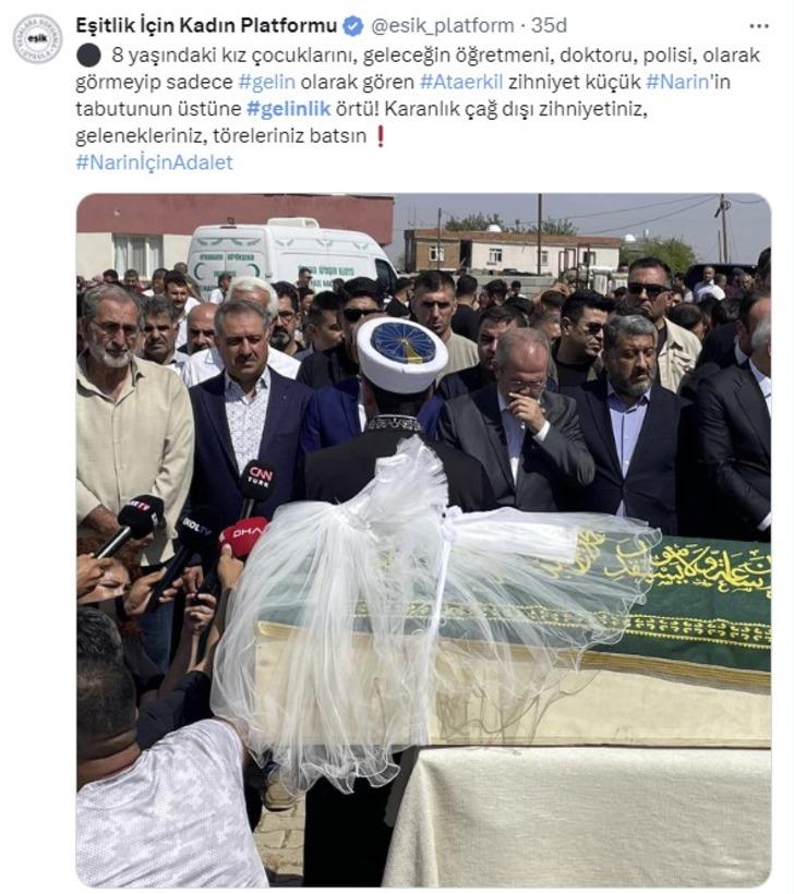 Narin'in tabutundaki gelinlik tartışma yarattı! Sosyal medyadan tepki yağdı: 'Bari ölüyken rahat bırakın' G2